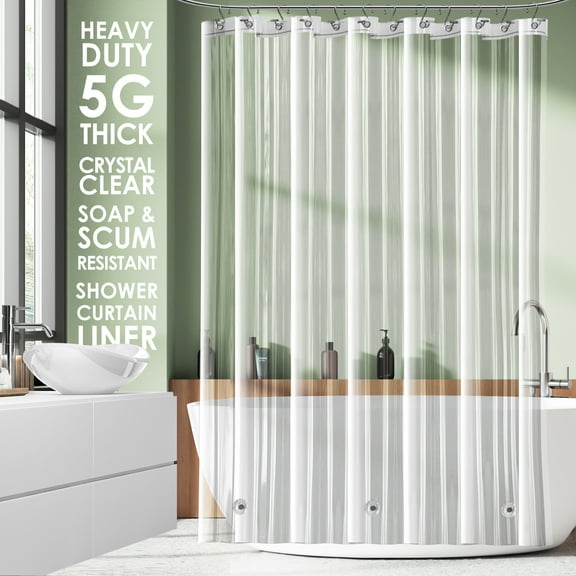 LammaLoe Plastic Shower Curtain Liner Mildew Resistant, Clear Shower Curtain with Premium Thick PEVA Shower Liner, Rustproof Grommets, 70" x 72"