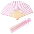 thumbnail image 1 of Hand Fan SL Crafts - Tela de seda imitada (bambú, 24 unidades), color rosa, 1 of 5