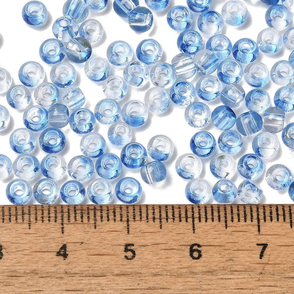 Transparent Colours Glass Round Beads with Glitter Powder Round Hole Blue 4x3mm Hole: 1.4mm about 4500pcs/pound