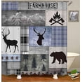 thumbnail image 3 of 4PCS Rustic Cabin Shower Curtain Set, Black Bear Deer Elk Wildlife Animal Hunting Woodland Buffalo Plaid Patchwork Country Farmhouse Bathroom Decor, Non-Slip Bath Mat, Adventure Awaits, 3 of 7