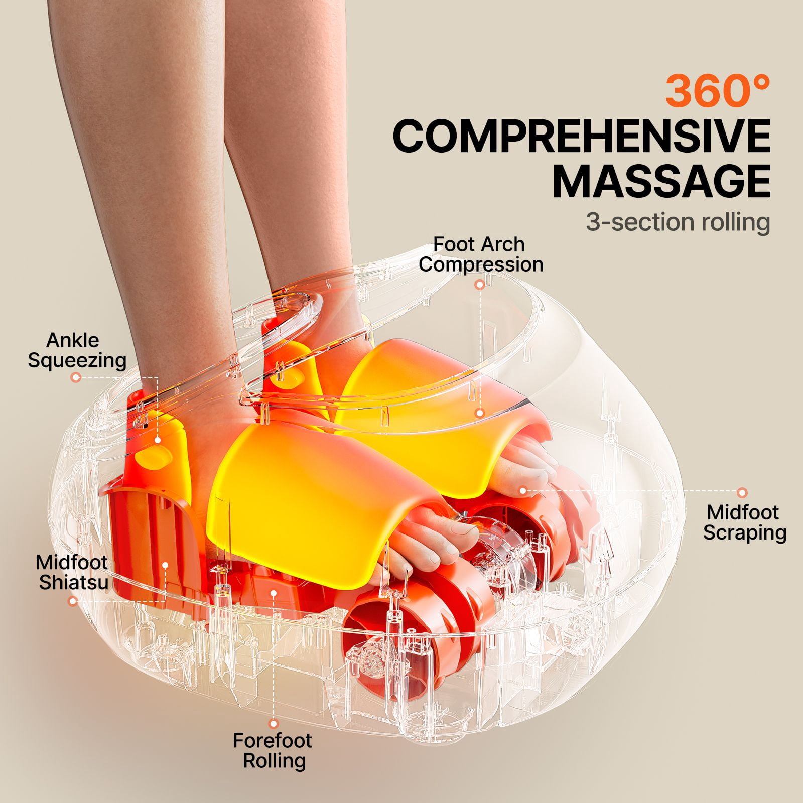 Foot massager with hot acupressure deep kneading compression function, suitable for feet, men's and women's gifts, suitable for men's size 12.