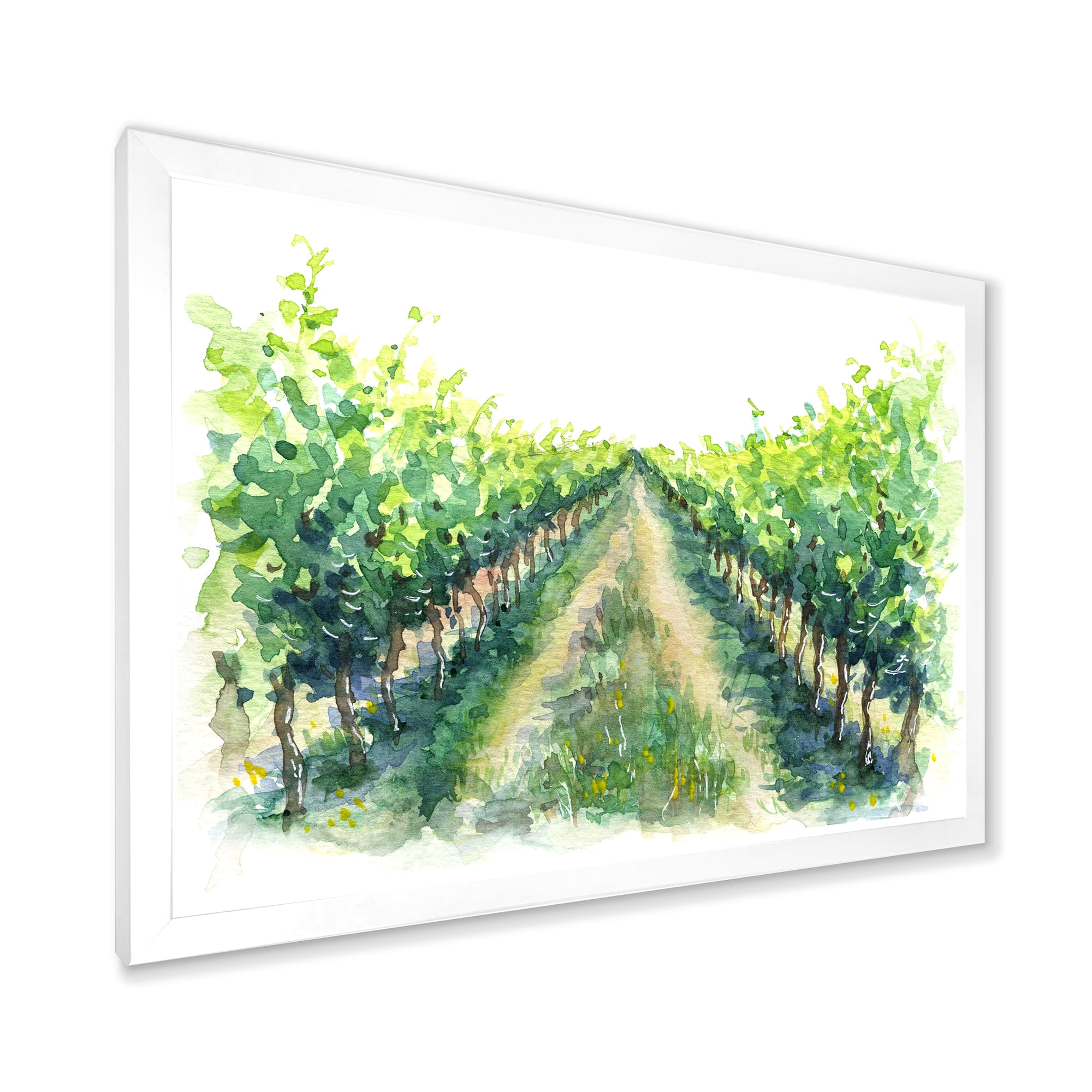 Designart 'Rural Scene Vineyard Path' Traditional Framed Art Print