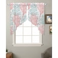 thumbnail image 2 of Red Blue Coral Coastal Swag Valances for Windows, Summer Beach Seaside Nautical Rod Pocket Sheer Valances for Small Windows, Swag Toppers Light Filtering for Kitchen Living Room 2 Panels 28''x36'', 2 of 6