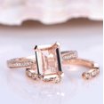 thumbnail image 3 of HeartsAndYou 2.09ct Natural Peach Morganite Bridal Set Ring 14k SOLID Rose Gold Valentine, 3 of 9