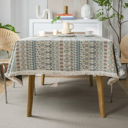 

Nvzi Retro Tablecloth Fabric Home Rectangular Table Fabric Geometric Tea Table Fabric Long Bar Meal Pad Fabric Desk Pad Printed Tablecloth (Blue 180 * 140cm)