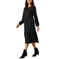 thumbnail image 4 of Vestidos de Otoño para Mujeres INSPIRE CHIC de Manga Larga con Cuello Redondo, Vestido Midi A-Line de Punto con Capas y Bolsillos M Negro, 4 of 6
