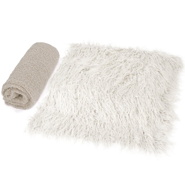 Coofit Shaggy Area Rug Soft Long Hair Photography Rug Photo Prop with Baby Swaddle Wrap