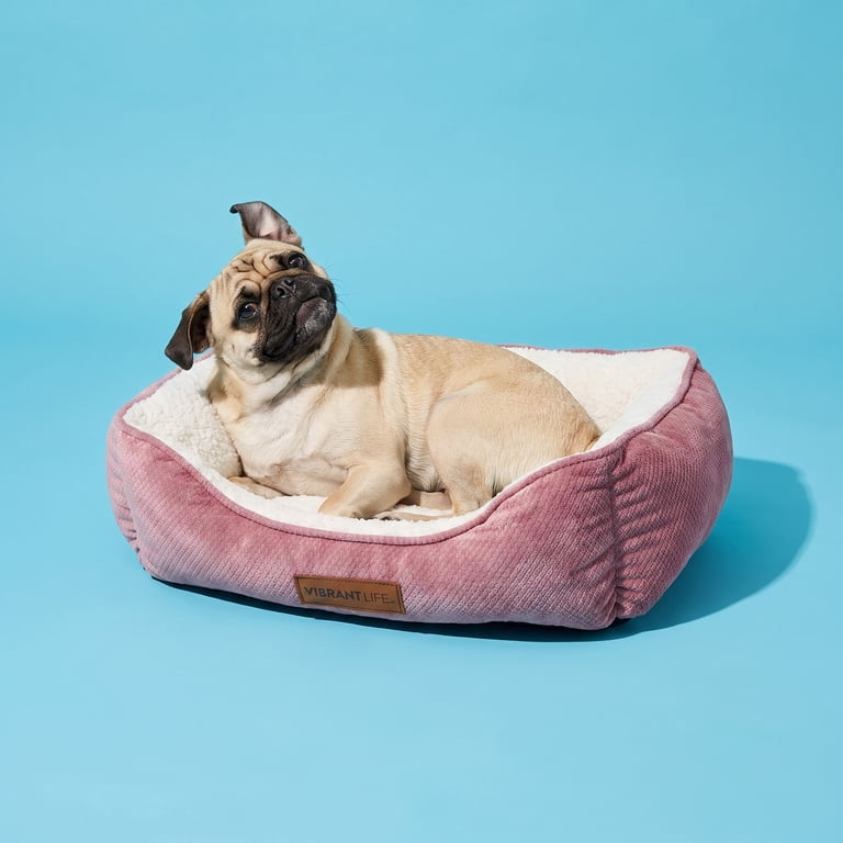 Vibrant Life Small Cuddler Pet Bed, Pink and White, 24" x 18" photo 3