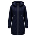 thumbnail image 4 of Solid Color Vintage Hoodies Longline Relaxed Full Zip Fall Tops Long Sleeve Fashion Clothes Adjustable Drawstring Hood Large Front Patch Pockets Sweatshirts Navy,XXXL, 4 of 6