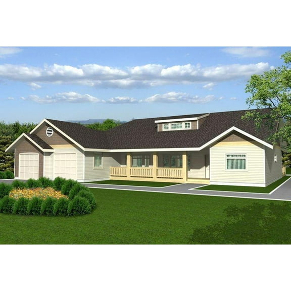 001-2145: Northwest Ranch 3 Bed, 2 Bath Luxury Home Plan, 2486 Sq Ft: Full Blueprints with License to Build by Home Plan Marketplace - Lesuto