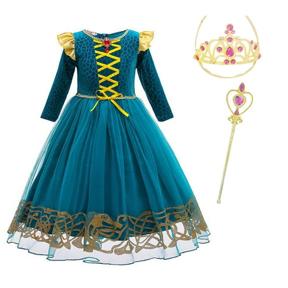 Brave Princess Merida Costume Kids Dress Up Costume Birthday Carnival Party Classic Costume with Accessories