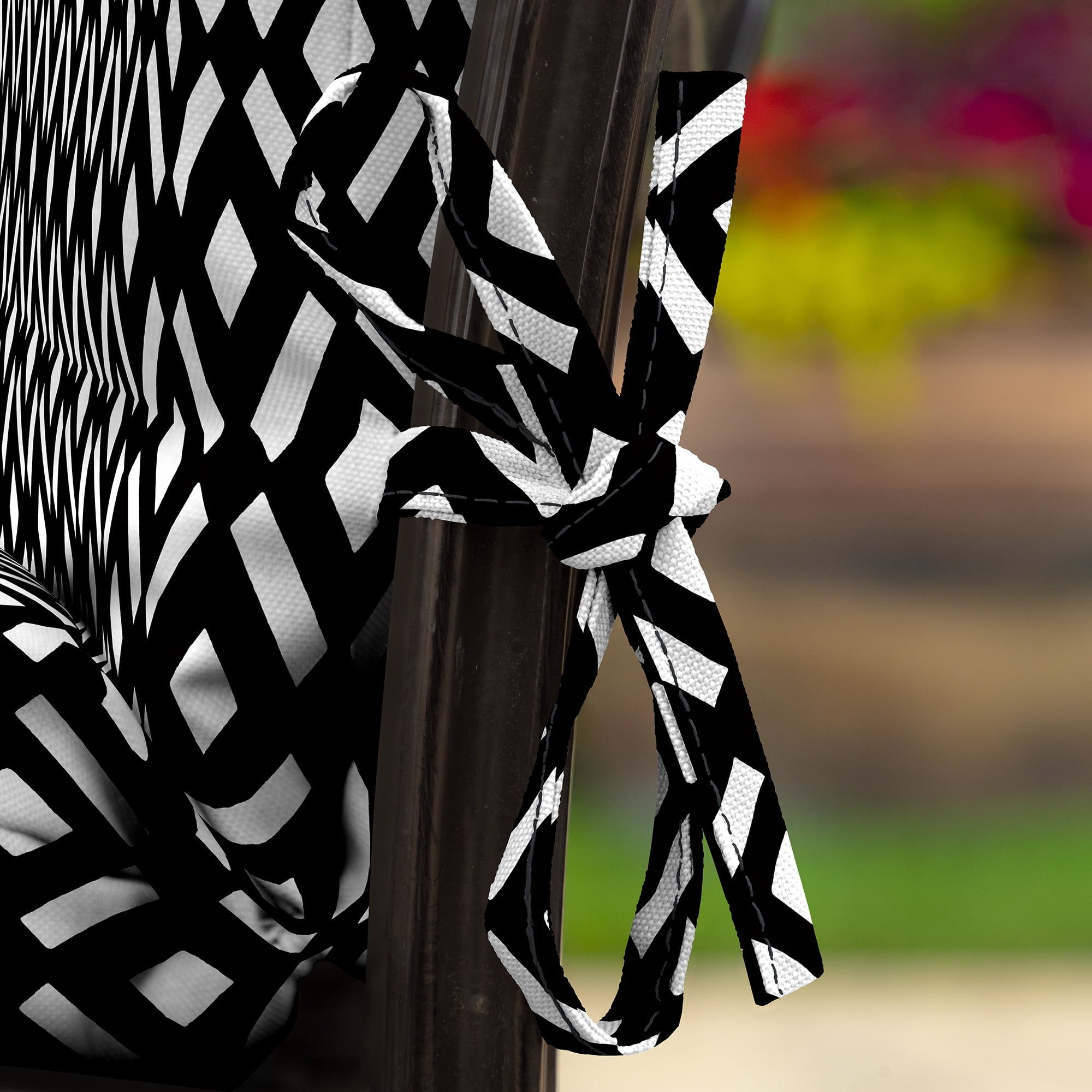 ARDEN Outdoor Dining Chair Cushion, 20 in x 20 in, Patio Cushion for Patio, Dining, or Rocking Chairs, Black Demi Tile