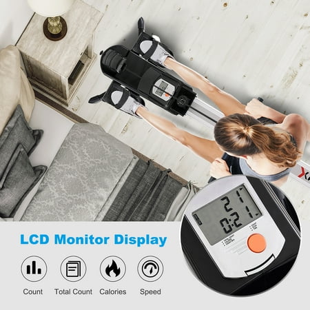 Costway - Magnetic Rowing Machine, Folding Rower with LCD Display and Adjustable Resistance, Exercise Cardio Fitness Equipm - Black/Grey