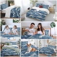 thumbnail image 6 of Ocean Waves Bedding 3 Piece Duvet Cover Set Full Size, Summer Beach Coastal Nautical Burlap Soft Microfiber Comforter Cover with Zipper Closure & Pillowcases, Wrinkle & FadeResistant Quilt Cover, 6 of 9