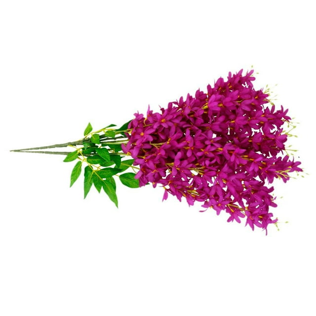 Guirnalda colgante de 2 flores artificiales de seda color lila, ideal para decoración interior/exterior. Color: morado y rojo. Rojo púrpura