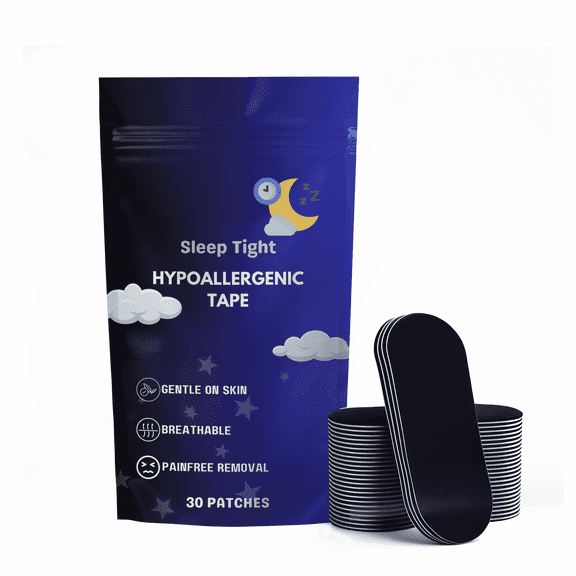 Sleep Tight Premium Adhesive Strip Mouth Tape for Snoring, Drug-Free, 30 Count