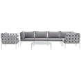 thumbnail image 4 of Modern Contemporary Urban Design Outdoor Patio Balcony Seven PCS Sectional Sofa Set, Grey White Gray, Rattan, 4 of 8