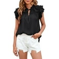 thumbnail image 1 of Sunloudy, camisetas de manga con volantes para mujer, camisetas informales de vendaje sueltas de verano de Color sólido, blusa, ropa de calle Sunloudy  moda, 1 of 4