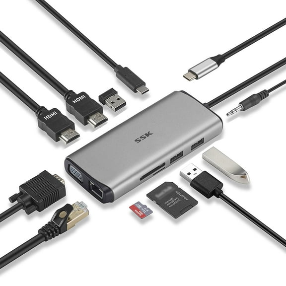 SSK USB-C Triple Display Laptop Docking Station