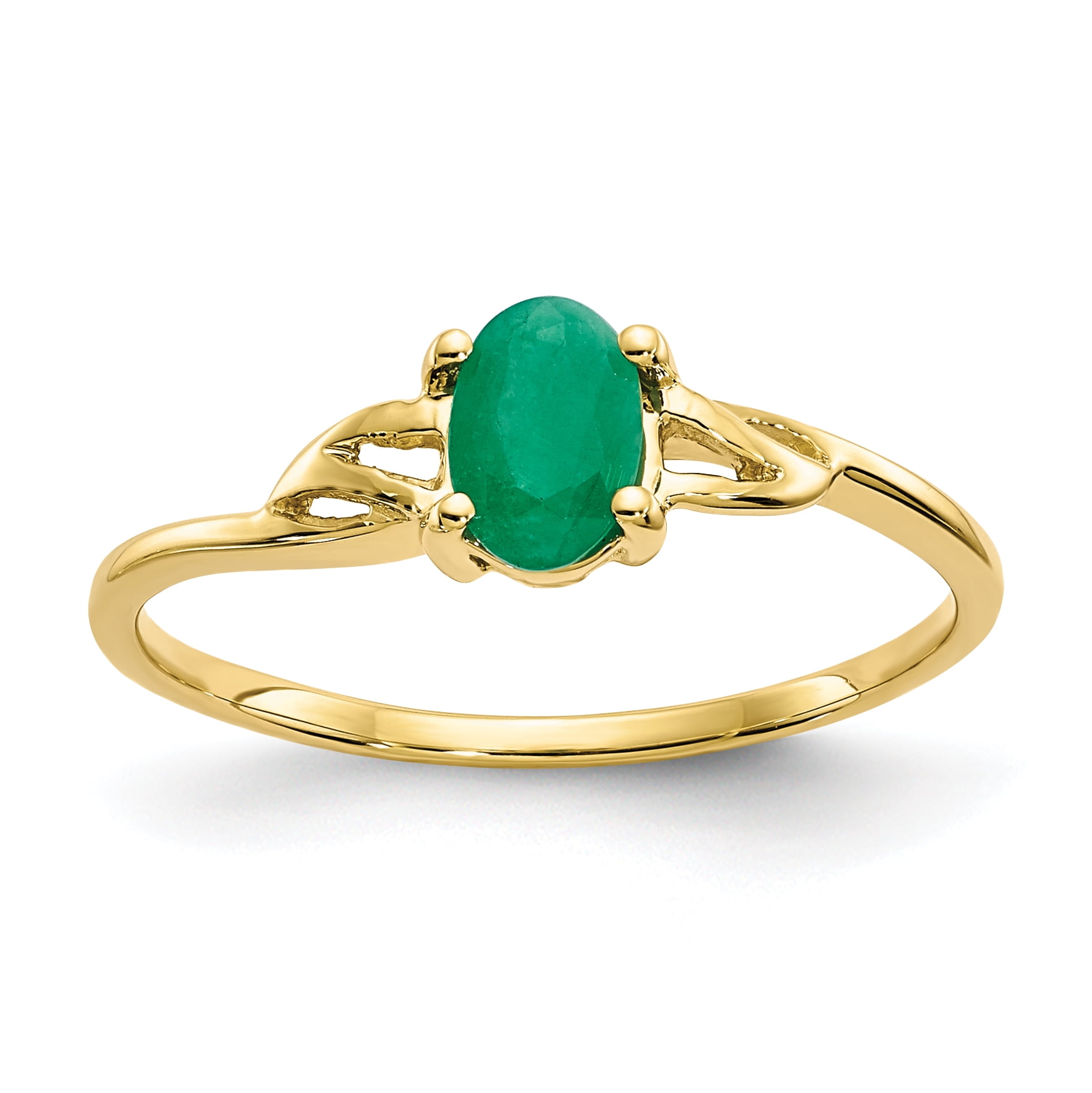 Vintage Emerald Ring Women Anniversary Jewelry Size 6 7 8 9 14K Yellow Gold 