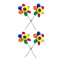 4pcs Rainbow Sunflower Wind Spinners Decorative Yard Art Windmills Colorful Outdoor Wind Sculptures Large Flower Wind for Garden Yard Lawn