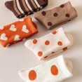 thumbnail image 4 of 5 Pairs Women Thick Warm Mid Calf Socks Autumn Winter Soft Knit Casual Crew Socks Pattern Design Striped Polka Dot Heart Print Cozy Thermal Gift Set, 4 of 6