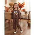thumbnail image 5 of Cjfdfy Toddler Baby Girl Thanksgiving Outfit Little Turkey Embroidery Long Sleeve Dot Waffle Knit Tops Pants Set Little Baby Cute My First Thanksgiving Fall Winter Outfit, 5 of 9