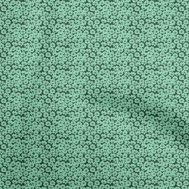 oneOone Polyester Lycra Sea Green Fabric Floral Sewing Material Print Fabric By The Yard 56 Inch Wide