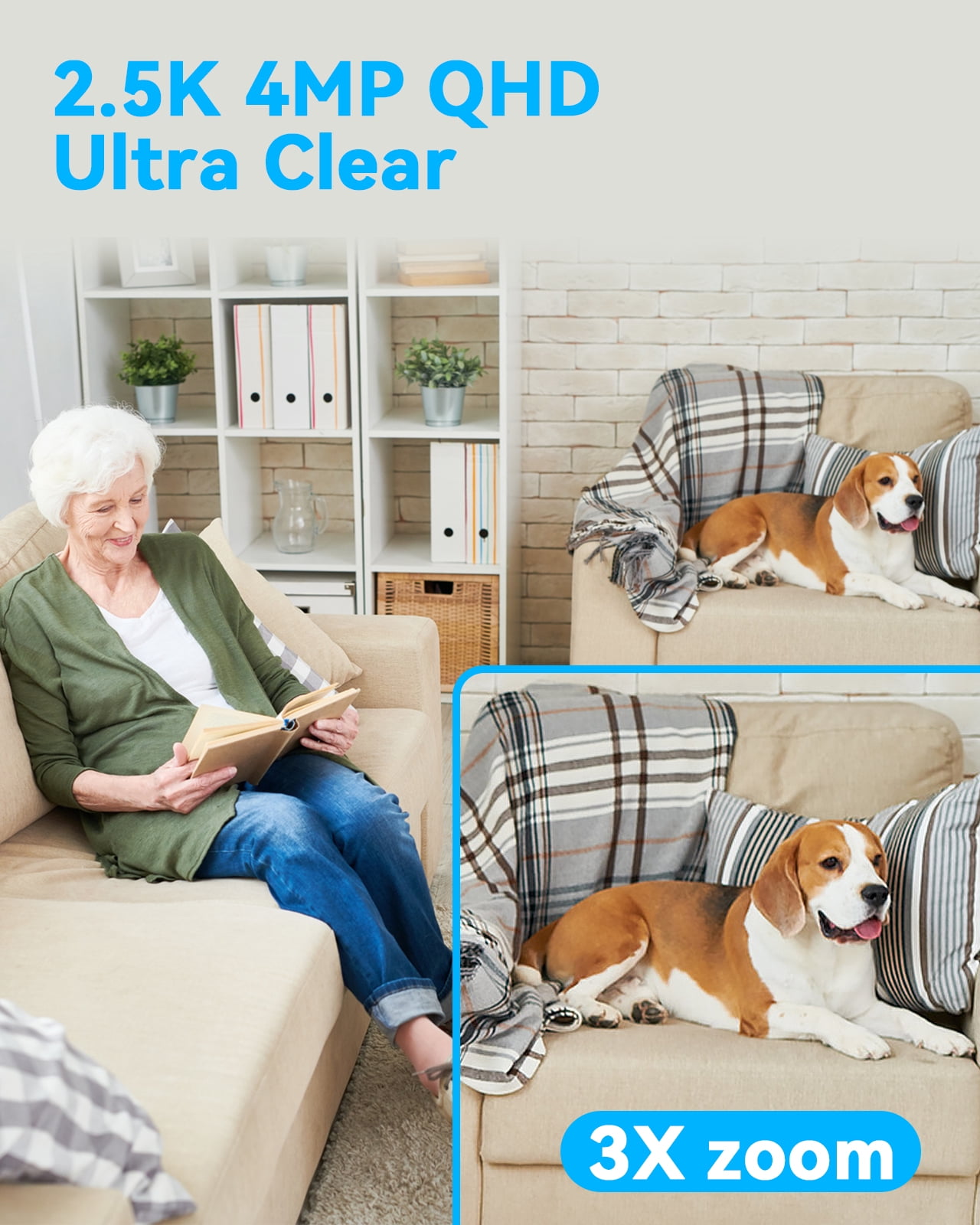 Camera for Home Security Indoor, Pan & Tilt, Cry Detection for Baby, 2.5K 4MP QHD, Night Vision, Motion Detection & Tracking, 2-Way Audio, Nanny, Pet, 2.4G WiFi, Local&Cloud Storage