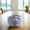 thumbnail image 1 of BEADCEST Face Flower Pot White Cement with Modern Style for Office Decor 1Pcs, 1 of 6
