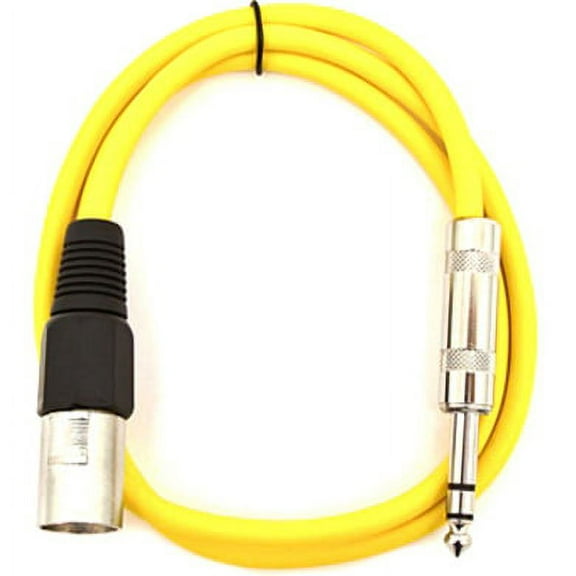 Seismic Audio SATRXL-M2, Yellow 2' XLR Male to TRS Patch Cable