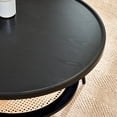 thumbnail image 6 of Saint Mossi Mid  Modern Round Coffee Table with Rattan Top for Living Room, Black Wood and Rattan Center Table for Small Spaces, 6 of 6