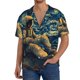 thumbnail image 1 of Balery Astronaut Starry Night Camisa Casual de Manga Corta con Botones para Hombre, Texturizada, Estilo Cubano, para Playa, Verano-Large, 1 of 5