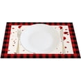 thumbnail image 4 of Valentine''s Day Placemats Set of 4 12x18 Inch Buffalo Plaid Red Rose Heart Love Washable Heat-Resistant Table Place Mats for Anniversary Kitchen Dining Room Holiday Party Decoration, 4 of 5