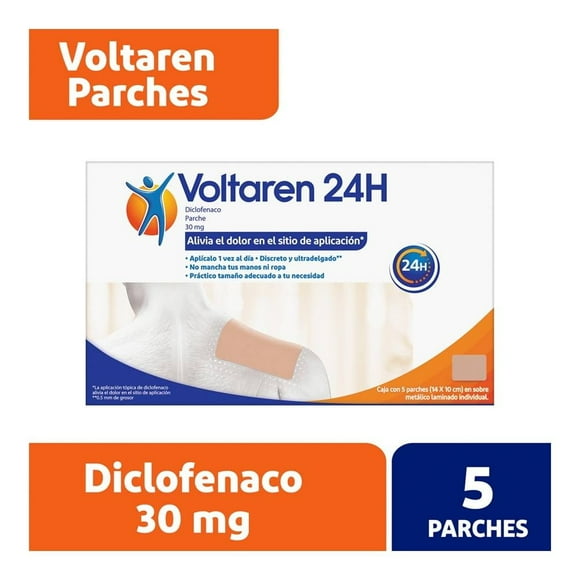 Analgesico antiinflamatorio Voltaren 24 H 14 x 10 cm 5 parches 15 mg