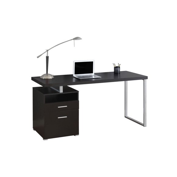 Monarch Specialties Computer Desk, Home Office, Laptop, Left, Right Set-up, Storage Drawers, 60"l, Work, Metal, Laminate, Brown, Grey, Contemporary, Modern