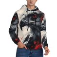 thumbnail image 2 of Goofa Red Black Ink Style Bald Eagle for Men's Hooded Sweatshirt - Lightweight Pullover Hoodie with Kangaroo Pocket, Perfect for Everyday Wear-Medium, 2 of 7