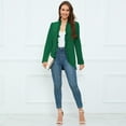 thumbnail image 4 of Baqcunre Crop Tops Women's Autumn And Winter Fashion Ruffle Button Long Sleeve Short Suit Blazer For Women 2023 Fall Outfits Green M, 4 of 9