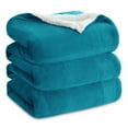 thumbnail image 3 of U by Bedsure Sherpa Fleece Queen Blankets Teal - Thick and Warm Blanket,Soft Fuzzy Blanket,90x90 inches, 3 of 7