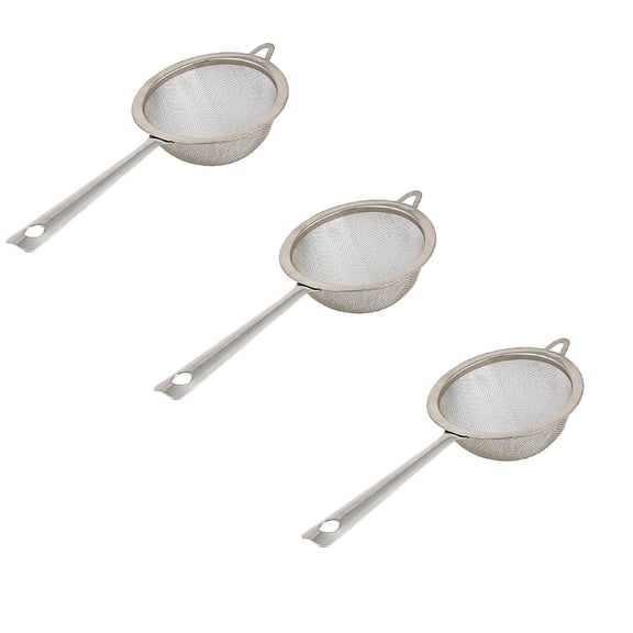 3 Pcs Mesh Strainer, Wire Extra Fine Mesh Strainer with Handle, Stainless Steel Sifter Metal Strainer, Sieve Fine Mesh Strainers, Flour Filter with Wider Hook, 5.5 inches