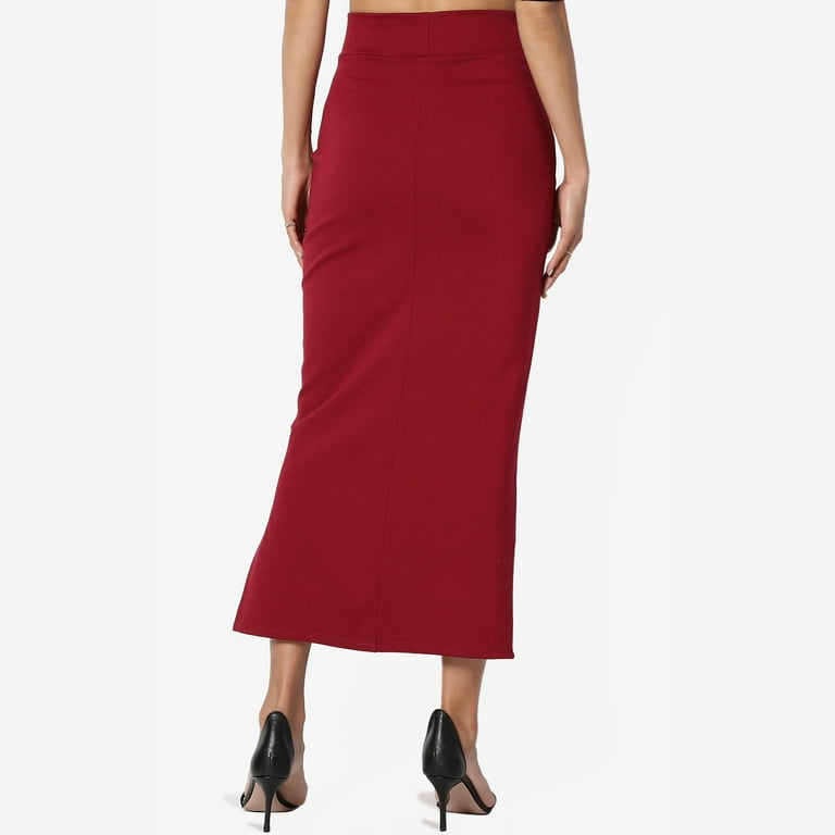 TULUDA Plus Size Skirts for Women Side Slit Ponte Knit High Waist Mid Calf Long Pencil Skirt Womens Skirts Red M Walmart