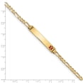 thumbnail image 3 of Real 14kt Yellow Gold Medical Red Enamel Flat Figaro Link ID Chain Bracelet; for Adults and Teens; for Women and Men, 3 of 3