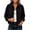 Black, variant on Wool Blend Cropped Jacket for Women Lapel Collar Button Down Long Sleeve Coat with Front Pockets