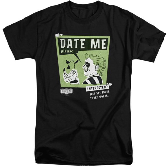 Beetlejuice Beetlejuice Date Me Unisex Adult Tall T Shirt (2X-Large) Black