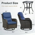 thumbnail image 4 of OPOHORO 3PCS Outdoor Swivel Chair Set with 2-Tier Side Table, All Weather Brown Wicker Rattan Oversized High Back Patio Chairs with Patio End Table for Porch Garden Balcony - Blue, 4 of 11