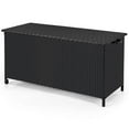 thumbnail image 2 of Costway 85 Gallon Rattan Deck Box with Waterproof Liner Universal Wheels & Gas Strut Black, 2 of 10