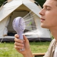 thumbnail image 1 of Ventilador de mano con rociador y batería recargable USB: ventilador portátil de niebla de agua para uso en exteriores durante el verano, base de escritorio incluida, velocidad ajustable par, 1 of 6