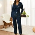 thumbnail image 2 of Pajama Sets for Women Soft Plaid Long Sleeve Flannel Button Down Tops and Pants 2 Piece Sleepwear Casual Comfy Warm Outfits, 2 of 4