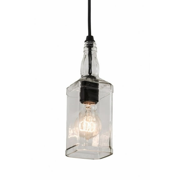 Meyda Tiffany 193436 3.25 Inch W Whiskey Bottle Mini Pendant   Wrought Iron Finish With Clear Glass