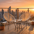 thumbnail image 2 of Velago Acapulco Modern 3pc Steel Patio Bistro Set, White, 2 of 5